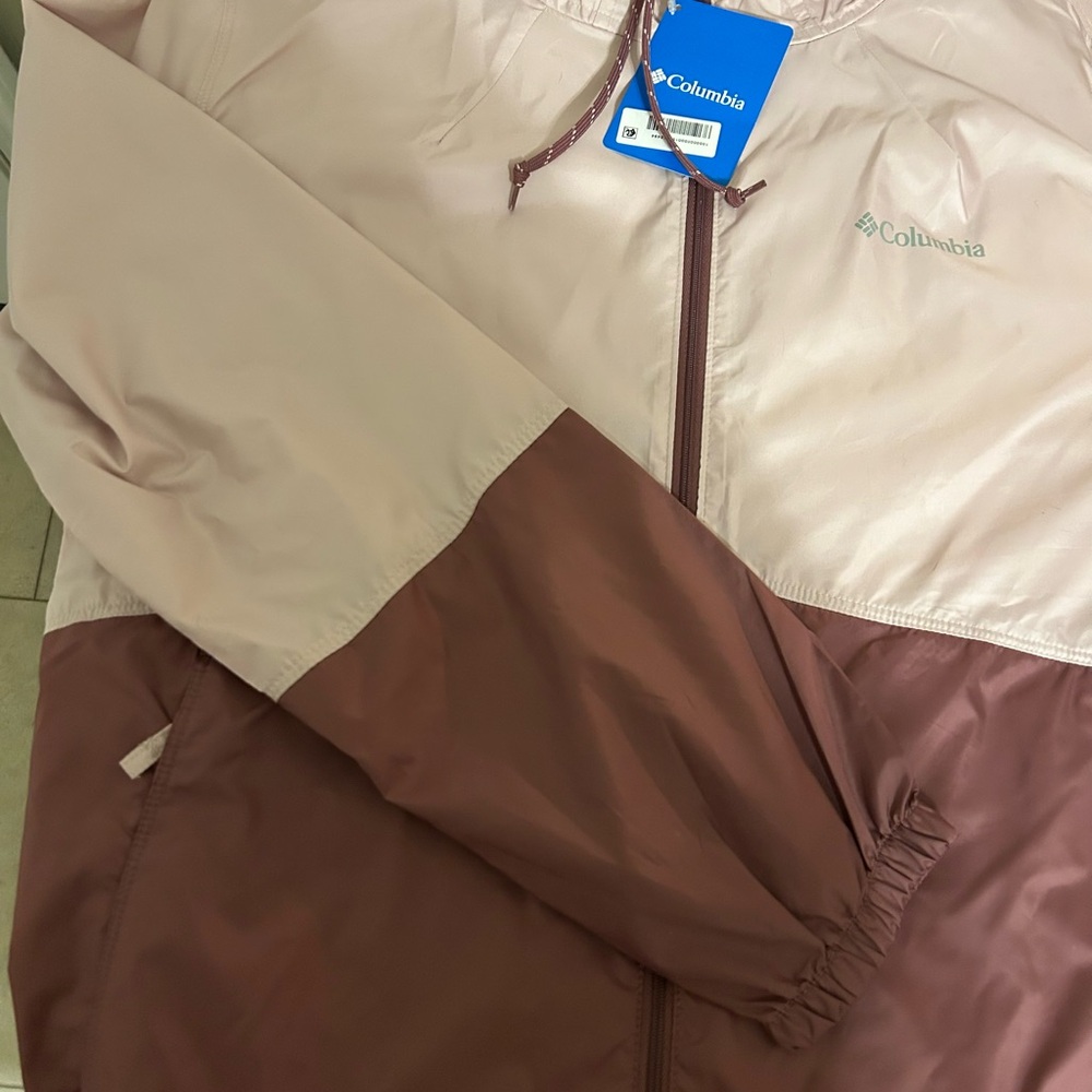 NWT Columbia Flash Forward Windbreaker Jacket-Pink/Mauve Colorblock/Size XLarge